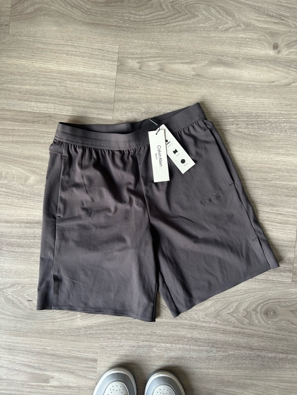 Calvin Klein | Soft Stretch Sport Knit Workout Shorts in Charcoal Grey (X-Small) - Picture 12 of 13